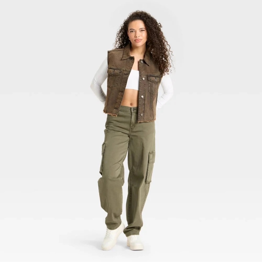 Women's Denim Oversized Trucker Vest - Wild Fable Brown - Picture 3 of 6